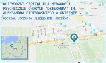 ODDZIAŁ LECZENIA UZALEŻNIEŃ - WOJEWÓDZKI SZPITAL DLA NERWOWO I PSYCHICZNIE CHORYCH "DZIEKANKA" IM. ALEKSANDRA PIOTROWSKIEGO W GNIEŹNIE - POZNAŃSKA 15,  GNIEZNO
