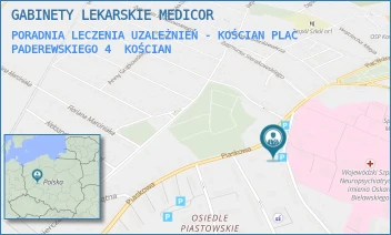 PORADNIA LECZENIA UZALEŻNIEŃ - KOŚCIAN PLAC PADEREWSKIEGO 4 - GABINETY LEKARSKIE MEDICOR - PLAC PADEREWSKIEGO 4,  KOŚCIAN