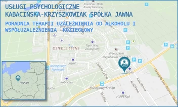PORADNIA TERAPII UZALEŻNIENIA OD ALKOHOLU I WSPÓŁUZALEŻNIENIA - USŁUGI PSYCHOLOGICZNE KABACIŃSKA-KRZYSZKOWIAK SPÓŁKA JAWNA - POZNAŃSKA 37,  KOZIEGŁOWY