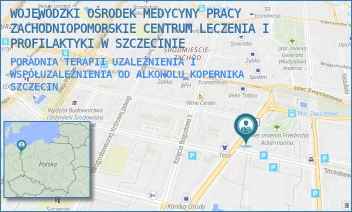 PORADNIA TERAPII UZALEŻNIENIA I WSPÓŁUZALEŻNIENIA OD ALKOHOLU KOPERNIKA - WOJEWÓDZKI OŚRODEK MEDYCYNY PRACY - ZACHODNIOPOMORSKIE CENTRUM LECZENIA I PROFILAKTYKI W SZCZECINIE - KOPERNIKA 18,  SZCZECIN