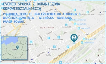 PORADNIA TERAPII UZALEŻNIENIA OD ALKOHOLU I WSPÓŁUZALEŻNIENIA - WILEŃSKA - EVOMED SPÓŁKA Z OGRANICZONA ODPOWIEDZIALNOŚCIĄ - WILEŃSKA 18,  WARSZAWA PRAGA-PÓŁNOC