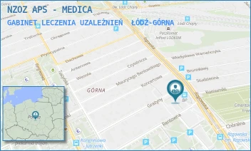 GABINET LECZENIA UZALEŻNIEŃ - NZOZ APS - MEDICA - UL. GRAŻYNY 4C/4D/-,  ŁÓDŹ-GÓRNA